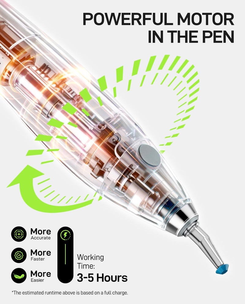 YOFIGO Electirc Wirless Diamond Painting Pen,Vacuum Diamond Art Pen with Charging Base, 3 Suction Heads,Gradient Painting Pen for Beginners (Green) - Image 2